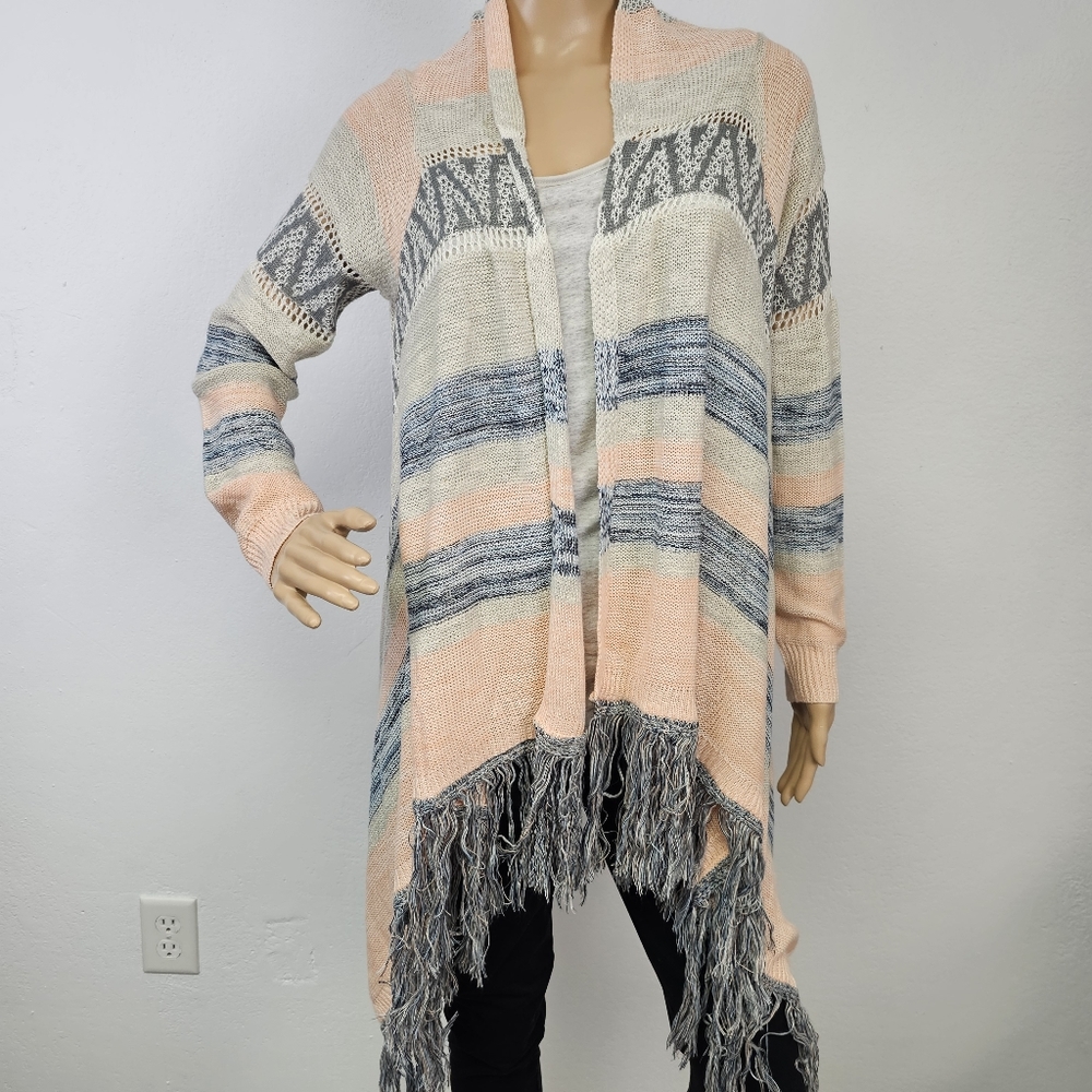 No Boundaries Cardigan Sweater Lightweight Open Knit Jr Sz M 7/9 Cottagecore
